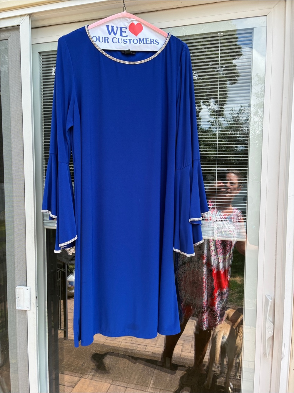 MSK Royal Blue Long-Sleeve Bell-Sleeve Dress